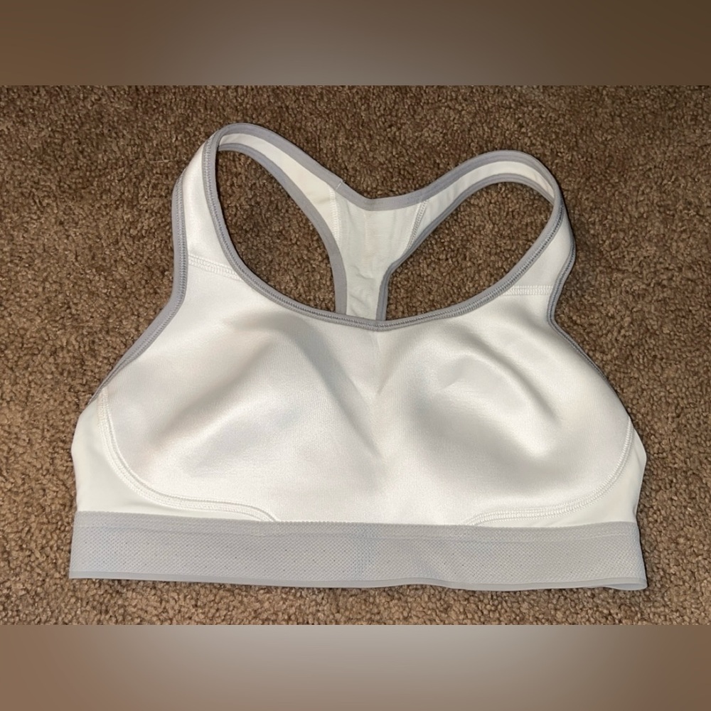 CHAMPION White / Grey Athletic Sports Bra MEDIUM